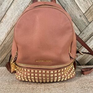 Michael Kors Mauve Backpack with Gold Studs